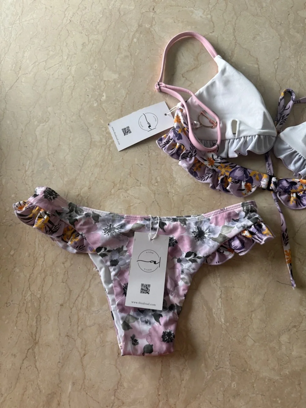 Pink Floral Ruffle Bikini Set - Picture 5 of 6